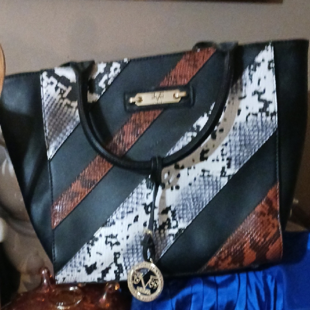 Versace Stylish Black and Brown Women's Tote Bag